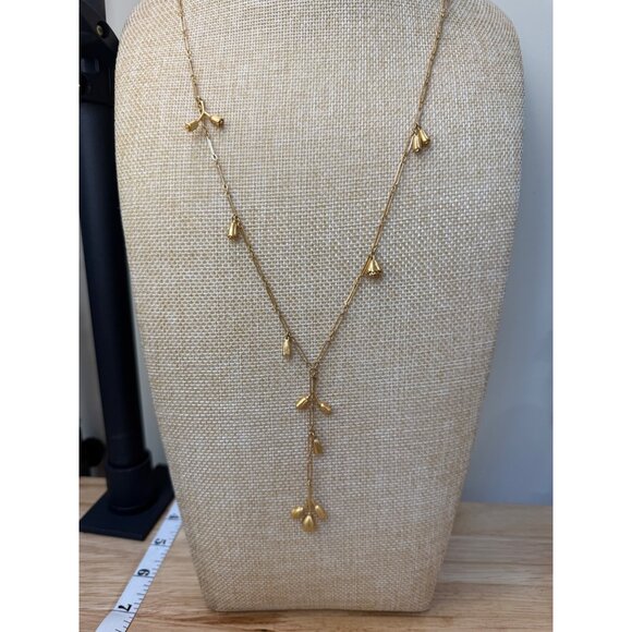 Madewell Gold-Tone Floral Drop Necklace - 22 Inches Long Lightweight Jewelry Pie - Picture 2 of 8